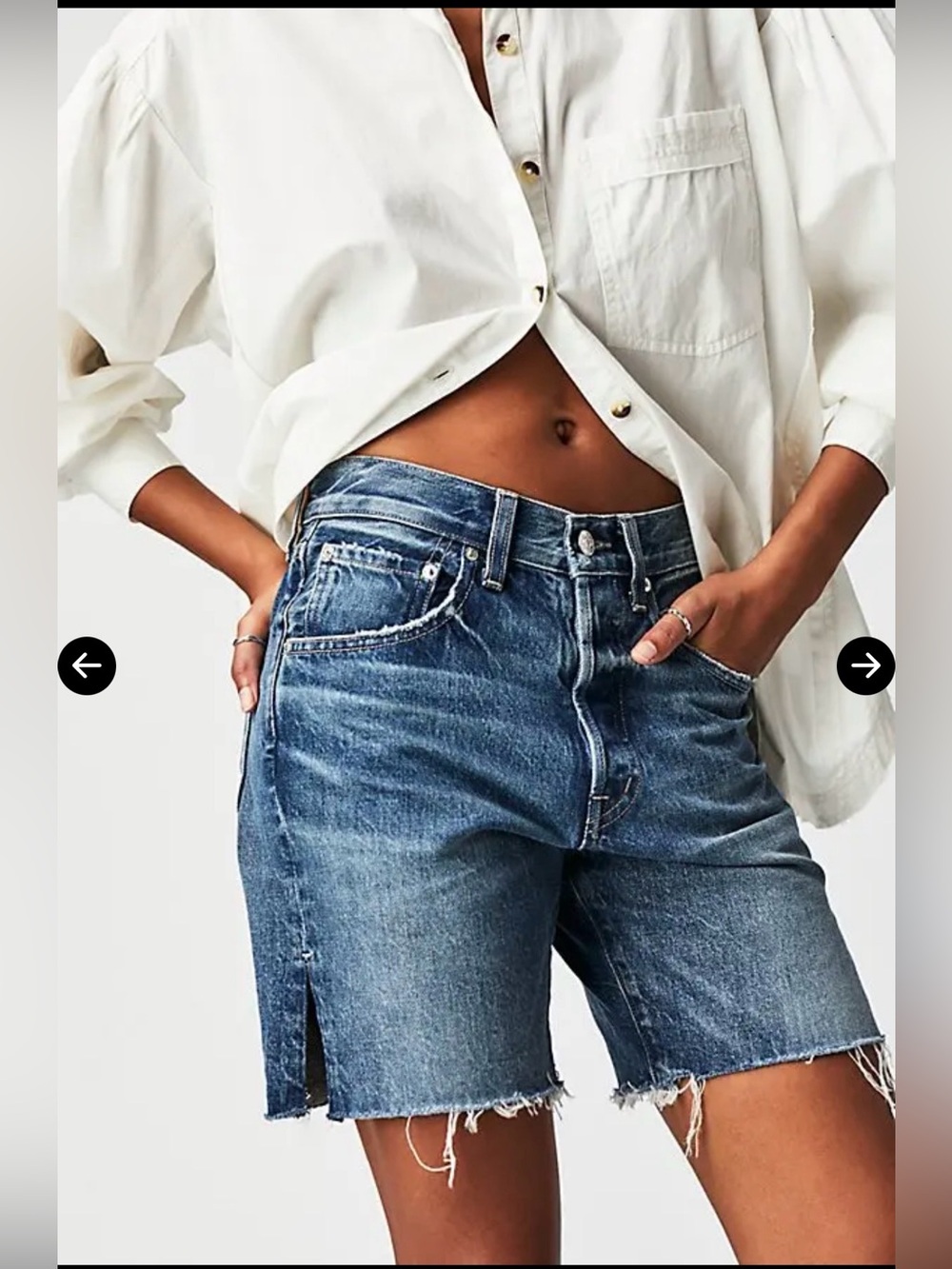 NWT Edwin Light Wash Mid-Rise Jean Shorts with Raw Hem - Picture 1 of 10